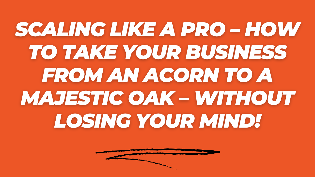 Scaling Like A Pro – How To Take Your Business From An Acorn to a Majestic Oak – Without Losing Your Mind!